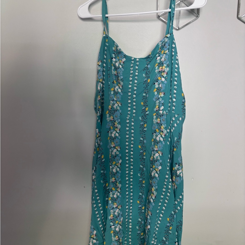 Floral Teal Strappy Dress
